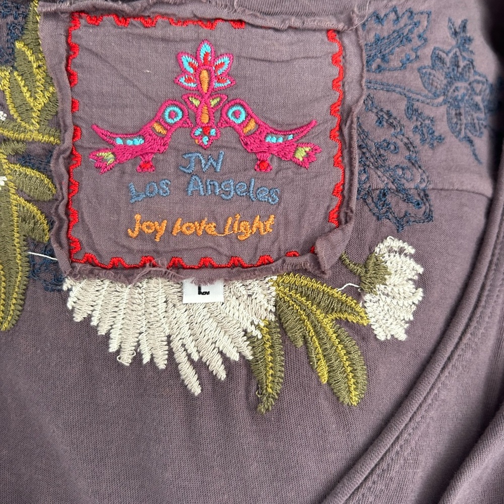 NEW NWT Johnny Was Gray Floral Embroidered Long Sleeve Top Size Large L - Picture 3 of 4